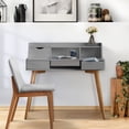 thumbnail image 2 of Teamson Home Table d'Écriture Bureau Rangement Bois Moderne Gris Naturel, 2 of 10