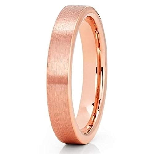 Silly Kings Jewelry 4mm - Rose Gold Tungsten Ring - Tungsten Wedding Band - Rose Gold Ring (9.5)
