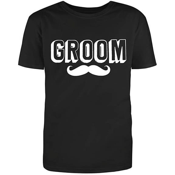 RedBarnUnisex Black Half Sleeves Cotton Groom Mustache Graphic Humor Sarcastic Funny T Shirt