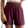 thumbnail image 7 of Gifts USSUMA Womens Colorblock Patchwork Wide Leg Five Inch Inseam Shorts High Waist Elastic Waist Pull On Breathable Cotton Blend Relaxed Fit Casual Summer Beachwear Travel, 7 of 7