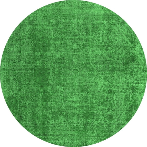 Ahgly Company Indoor Round Abstract Emerald Green Modern Area Rugs, 8' Round