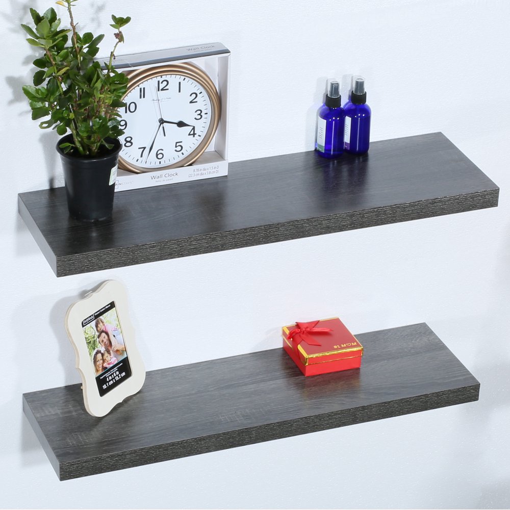 Set of 2 Modern and Contemporary Black oak Floating Shelf 31.5*9.25*1