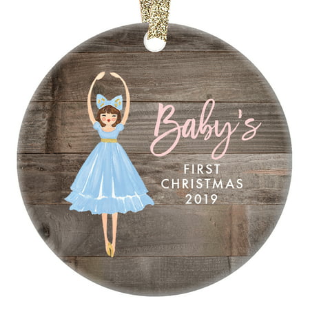 Girl Babys First Christmas Ornament 2019, Newborn Baby's 1st Gift Ideas New Baby, Nutcracker Ballet Sugarplum Fairy Xmas Ceramic 3