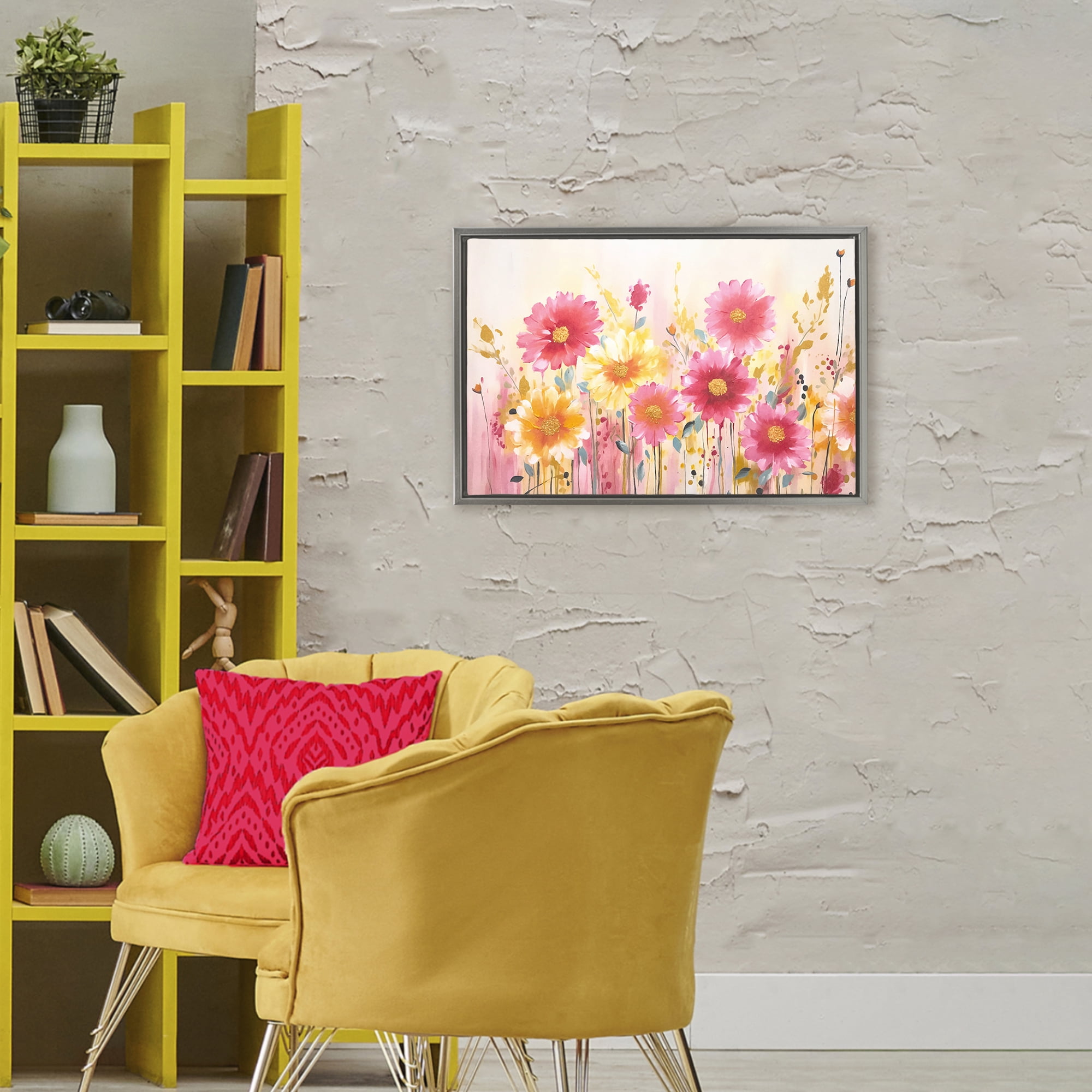 Stupell Industries Blush Blooming Whimsy Gray Framed Floater Canvas Wall Art, design by Andrea Haase