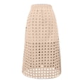 thumbnail image 6 of Gbsyewxs Womens Skirts Midi Skirt High Elastic Waist Hollow Out Layered Solid Color Beach Summer Women'S Skirts Beige, 6 of 6