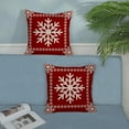thumbnail image 3 of Christmas Pillow Covers 18x18 Inch 2 Pcs Vintage Red Snowflake Decor Throw Pillows Winter Xmas Holiday Outdoor Farmhouse Decoration Pillowcase Linen Cushion Cover for Couch Sofa Bed, 3 of 6