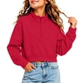 thumbnail image 2 of Atogsazn Kids Girls Half Zip Cropped Sweatshirt Childrens Casual Long Sleeve Pullover Sweater Fall Winter Clothes Tops Red 5-6 Years Fashion, 2 of 6