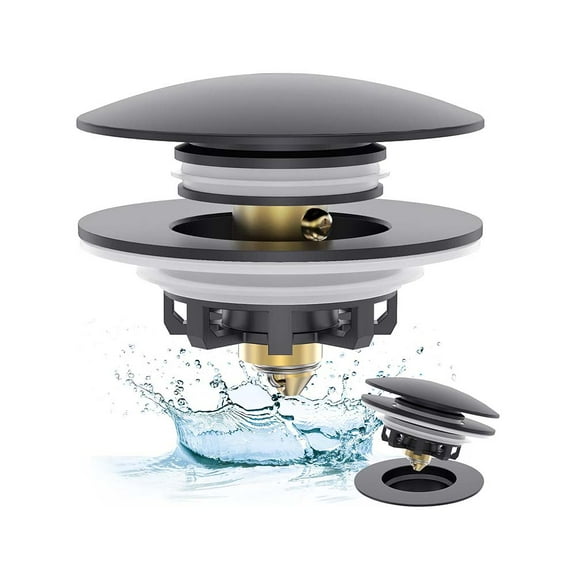 Thrifco 4405959 Universal Tip Toe Bathtub Drain Stopper – Matte Black