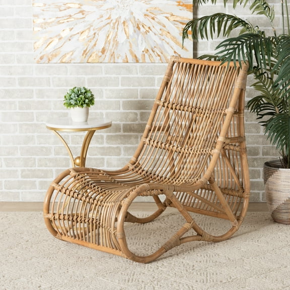 bali & pari Genera Rattan BOHO Lounge Chair, Natural Brown