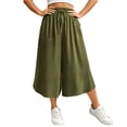 thumbnail image 6 of VBVC Women's Drawstring Wide Leg Capri Pants , Summer Curved Hem Culottes For Women , Ladies' Loose Fit Cropped Trousers with Pockets,Green,S-3XL, 6 of 10