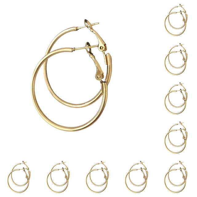 Pendientes Minnieouse 1 par de aro grande para mujer Tipo 4 Color acero dorado