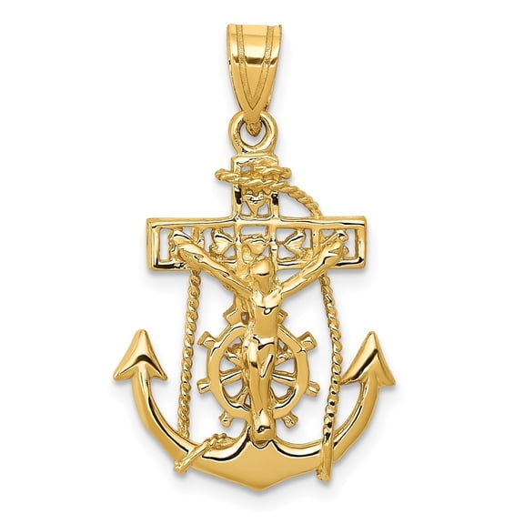 Auriga Fine Jewelry 14K Yellow Gold Mariners Cross Pendant for Women (L-29 mm,W-18 mm)