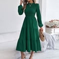 thumbnail image 4 of huilin Robe Maxi à Manches Longues pour Femme, Couleur Unie, Col Ras du Cou, Décontractée, Ample, Longue, pour Usage Quotidien, 4 of 8