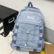 thumbnail image 2 of (Colgante Oso Blanco Agregado) Mochila Escolar Personalizada Con Cuerda Cruzada Estudiante Universitaria Mochila Versátil Mochila Universitario Japonés 9069 Azul, 2 of 9
