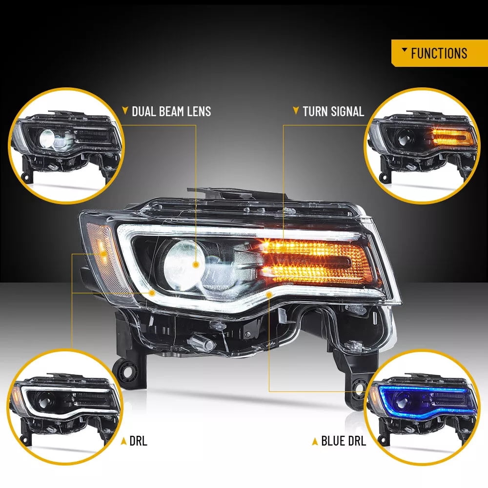 VLAND LED Dual Beam Headlights for Jeep Grand Cherokee 2014 2015 2016 2017 2018 2019 2020 2021 2022