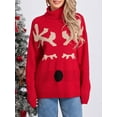 thumbnail image 4 of Opperiaya Chandails de Noël pour Femmes Manches Longues Col Roulé Imprimé Élan Pulls Décontractés en Tricot, 4 of 9