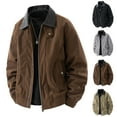 thumbnail image 4 of YYDGH Men's Bomber Jacket Faux Leather Lapel Zipper Jackets Casual Lightweight Long Sleeve Workwear Coat with Pockets Outerwear Gray 4XL, 4 of 4