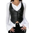 thumbnail image 4 of Fortune Women Vintage PU Leather Vest Sleeveless Button Closure Design Slim Fit Tank Top, 4 of 9