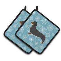 Carolines Treasures BB3482PTHD Winter Snowflake Dachshund Pair of Pot Holders  7.5HX7.5W multicolor