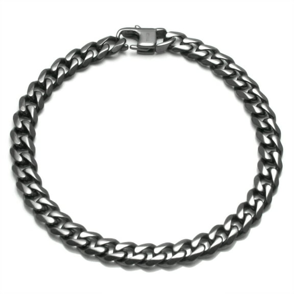 Gunmetal Grey Titanium 7MM Curb Link Bracelet 7"