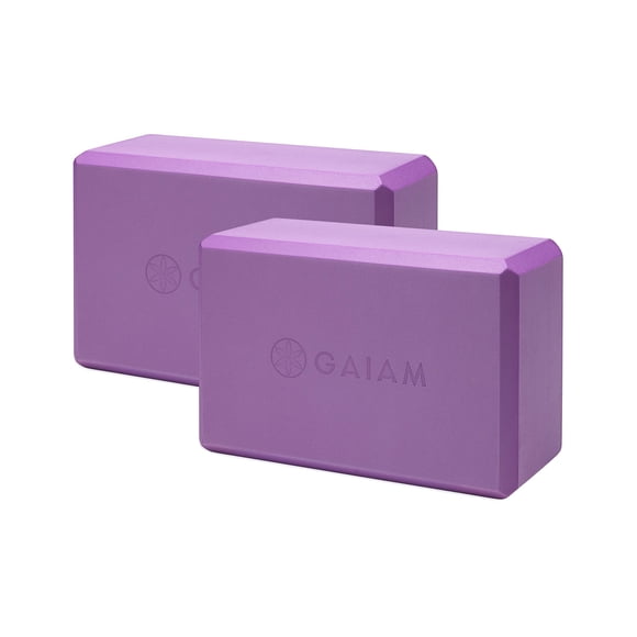 Gaiam Essentials Bloque de yoga (juego de 2): espuma Eva sin látex de apoyo, superficie suave antideslizante para yoga, pilates, meditación, color morado oscuro