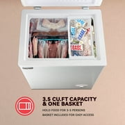 Chest Freezer Small Deep Freezers WANAI Mini Top Door Freezer Storage Basket 7 Temp Control White