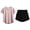 Pink, variant on Telankuip Womens Summer Workout Sets Summer 2 Piece Crewneck Short Sleeve T-Shirts and Loose Fit Shorts Yoga Running Fitness Outfits Breathable Quick Drying Training Activewear Purple XL