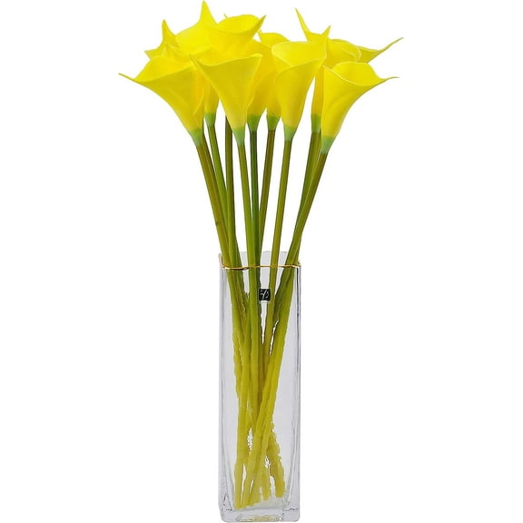 Artificial Calla Lily 10pcs 20 Inch Long Stem Arum Lily for Home Decor Centerpieces Wedding Bridal DIY Bouquet(Yellow)