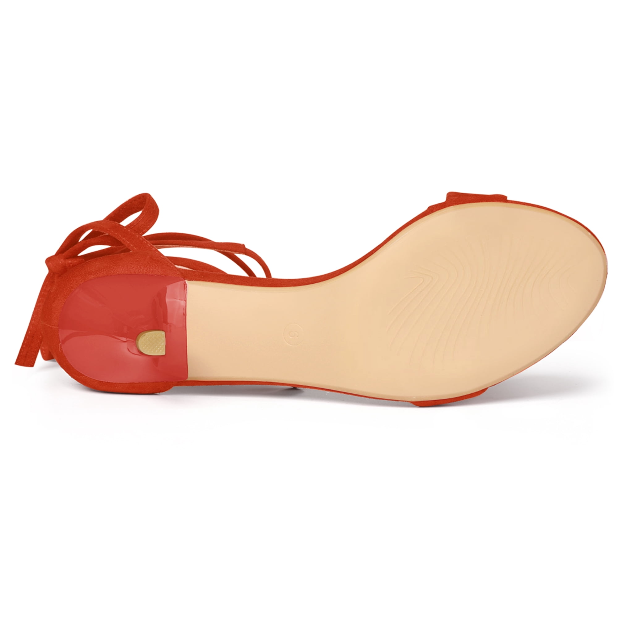 DARING DIVA Women's Casual Stylish Lace Up Black Sandals with Kitten Heel Orange 7.5