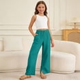 thumbnail image 2 of Girls Wide Leg Flowy Pants Elastic Waist Drawstring Wide Leg Flowy Pants Kids Casual Loose Summer Beach Lounge Trousers Toddler Linen Pants, 2 of 4