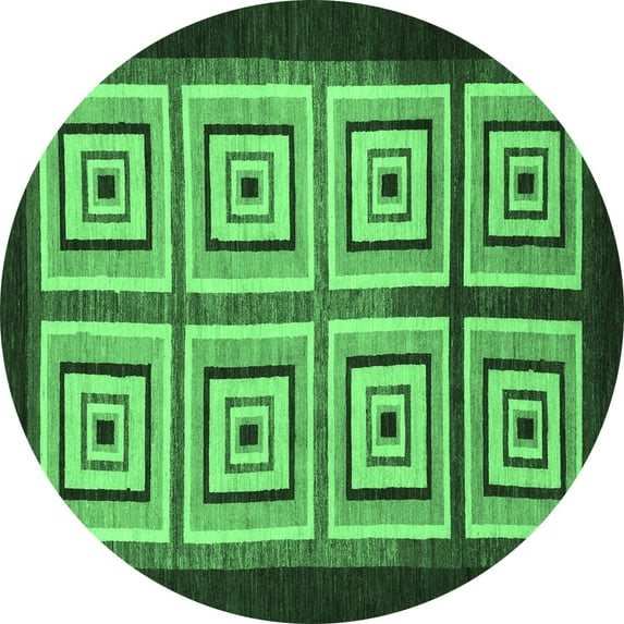 Ahgly Company Indoor Round Abstract Emerald Green Modern Area Rugs, 3' Round
