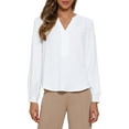 thumbnail image 2 of INSPIRE CHIC V Neck Button Front Top for Women's Long Sleeve Casual Dressy Top M White, 2 of 6
