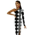 thumbnail image 5 of Monochrome Circles Black and white modern Half Dleeve Split Dress Dress for girls women"s summer clothing, 5 of 6