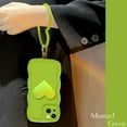 thumbnail image 4 of Mustard Green Heart Phone Case Compatible with iPhone 12 Pro Max, Cute 3D Big Love Heart Phone Case, Curly Wave Shape Heart Phone Cover with Heart Bracelet for Women Girls, 4 of 6