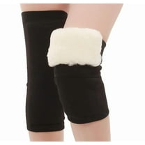 1 Pair Warm Fleece Lined Knee Pads,Warm Thicken Knee Brace for Men Women,Winter Knee Warmers for Sports,Elastic Black Color Woolen Knee Sleeves,Coldproof Leg Warmers for Arthritis