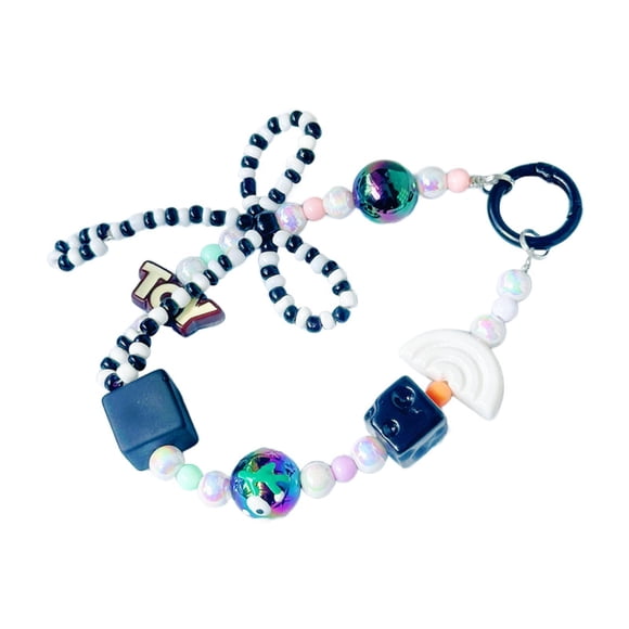 Correa de teléfono con cuentas Pulsera creativa para teléfono Mochilas Accesorios Correa de muñeca Negro