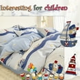 thumbnail image 3 of MorroMorn Blue Duvet Cover Queen for Boys 100% Cotton, 3 Pcs Bed Set Cute Bedding Sets, 1 Comforter Cover 2 Pillow Cases, Soft Breathable Sweat-Absorbent Kids Teen Toddler (Skipper, Full/Queen), 3 of 6