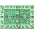 thumbnail image 1 of Ahgly Company Machine Washable Indoor Rectangle Oriental Turquoise Blue Traditional Area Rugs, 8' x 10', 1 of 4
