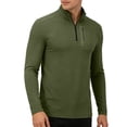thumbnail image 3 of ZCFZJW Quarter Zip Pullover Men Running Shirt Mock Neck Long Sleeve Moisture Wicking Quick Dry Athletic Workout Shirts with Zipper Pockets Green S, 3 of 10
