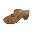 thumbnail image 2 of Norvail Womens Chunky Heel Hollow Carved Closed Toe Mules, Wide Foot Sandals for Women Dressy, Non Slip Beach Travel Slides for Summer Vacation Casual Wear, 2 of 8