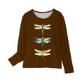 thumbnail image 4 of Odeerbi Toddler Girls Fall Winter Basic Layering T-Shirt Cute Print Basic Tees Long Sleeve Shirts Cute Crewneck Tops Dressy Casual Blouses Base Layer Toddler Clothes Brown, 4 of 5