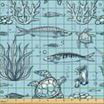 thumbnail image 2 of Ambesonne Nautical Fabric by the Yard Upholstery, Fish Coral Seaweed Art, 10 Yards, Pale Sky Blue White and Grey, 2 of 5