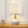 thumbnail image 6 of 23" Ceramic Vase Table Lamp, Black Body with Solid Wood Neck, Modern Farmhouse Style, White Linen Shade, Ideal for Study, Living Room, Bedroom, Hotel, Dining Area & Office, 6 of 10