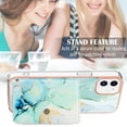 thumbnail image 5 of Slim Wallet Design for iPhone 11 Case with Card Holder, Marble Pattern Back Flip Case PU Leather Kickstand Card Slots Magnetic Clasp Shockproof Anti-fall for iPhone 11, Green, 5 of 5