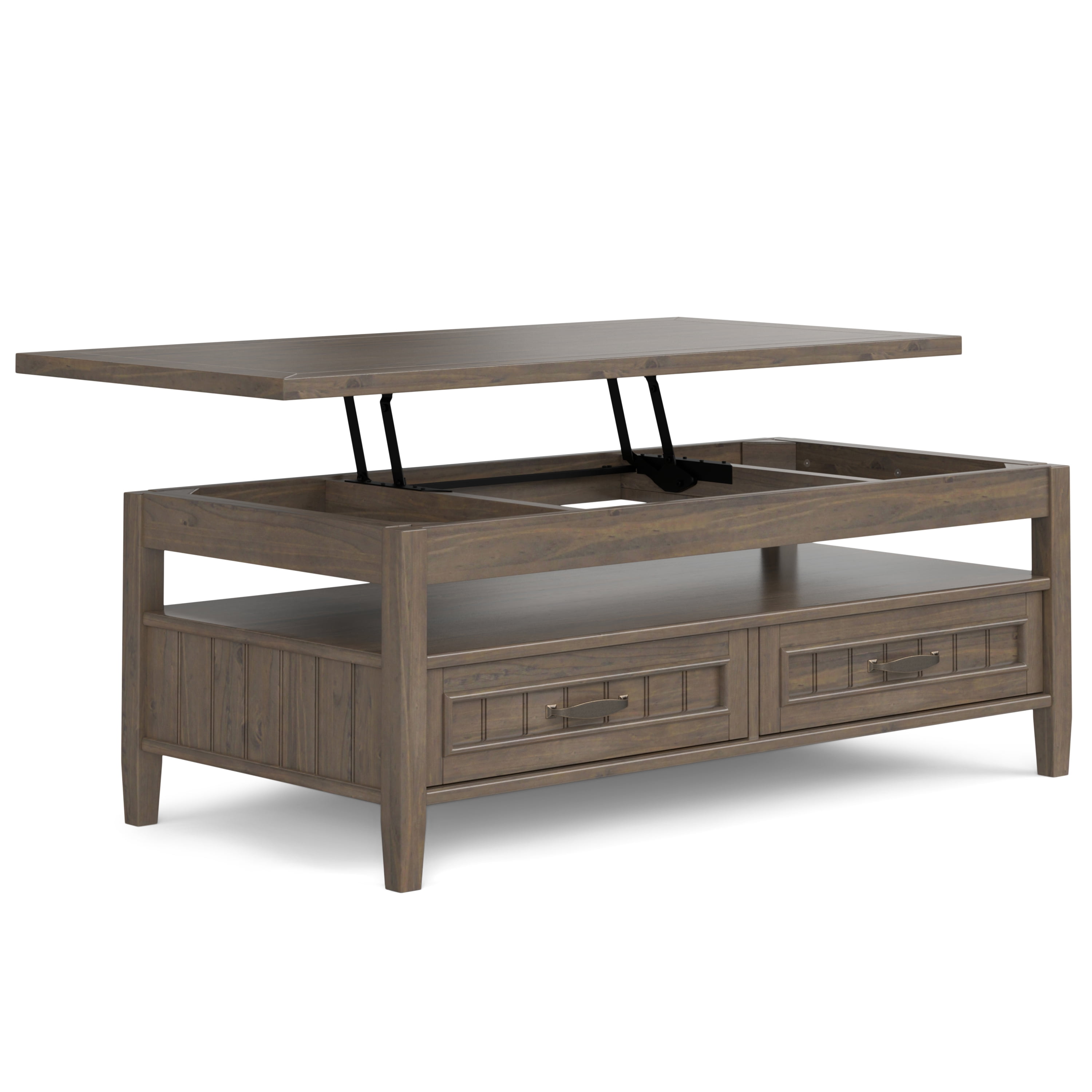Simpli Home Lev SOLID WOOD 48 inch Wide Rectangle Transitional Lift Top ...