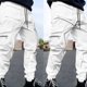 thumbnail image 5 of Pantalones largos para hombre, de color liso, tridimensionales, deportivos, multibolsillos, lavados, rectos, reflectantes, ligeros, cargo, para exteriores, informales, de poliéster., 5 of 5