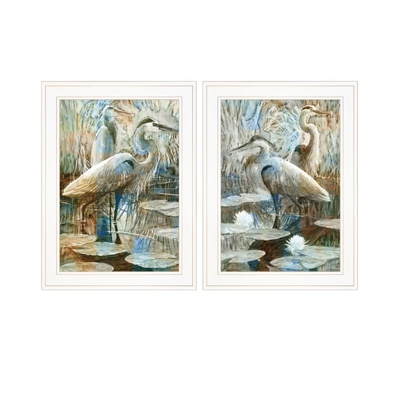 Marsh Herons I & Sea II by Stellar Design Studio Print Wall Art Wood Multi-Color