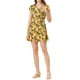 thumbnail image 2 of Vestido con cinturón de flores cruzado en V para mujer Chic Inspire, mangas de pétalo, color amarillo-floral, 2 of 6