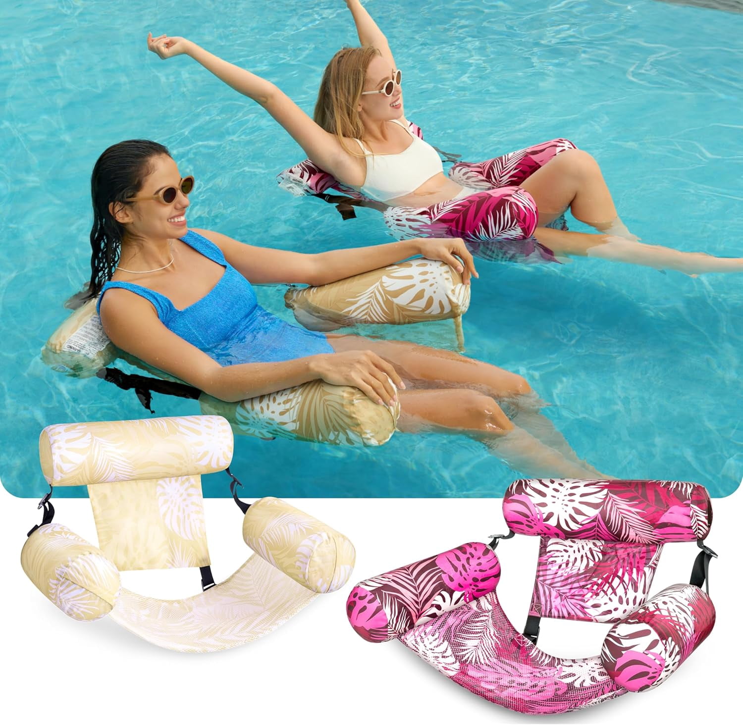 Inflatable Pool Floats Adult,2 Packs Floating Lounge Chairs,Blow up Pool Noodles for Adult Heavy Duty,Floating Chair for Party Summer Water Beach Lake Fun