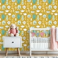 thumbnail image 3 of Retro Peel and Stick Wallpaper 23.6in x 9.8ft Vintage Teaware Botanical Golden Yellow White Teal Contact Paper Vinyl Waterproof Self Adhesive Wall Paper for Bedroom Shelf Cabinet Renter Friendly, 3 of 8